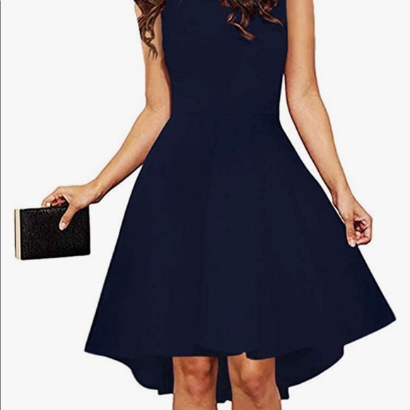 Sleeveless Navy Cocktail Swing Dress - Picture 1 of 5
